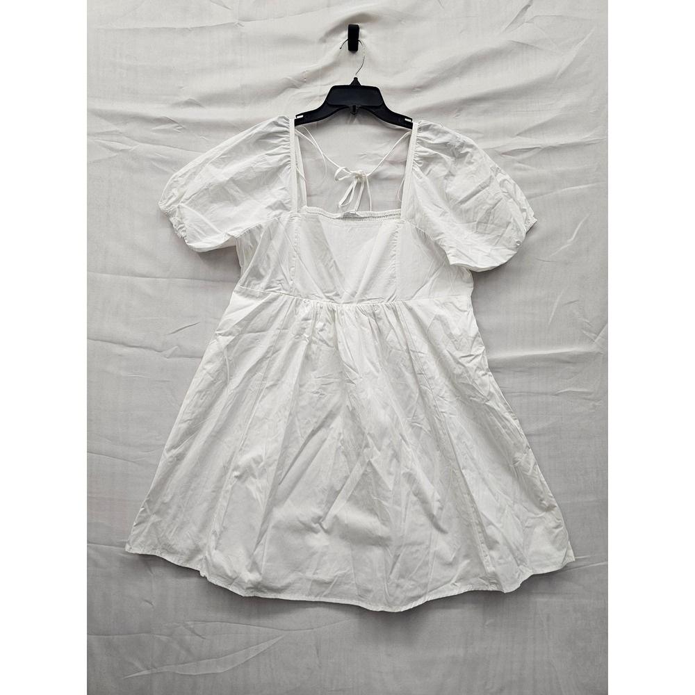 Draper James Magnolia White Puff Sleeve Square Neck Dress EHMD256 Large NWT